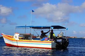 Small fishing boat on Caribbean water